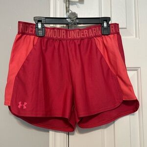 Under Armour Women's Two-Tone Red Athletic Shorts